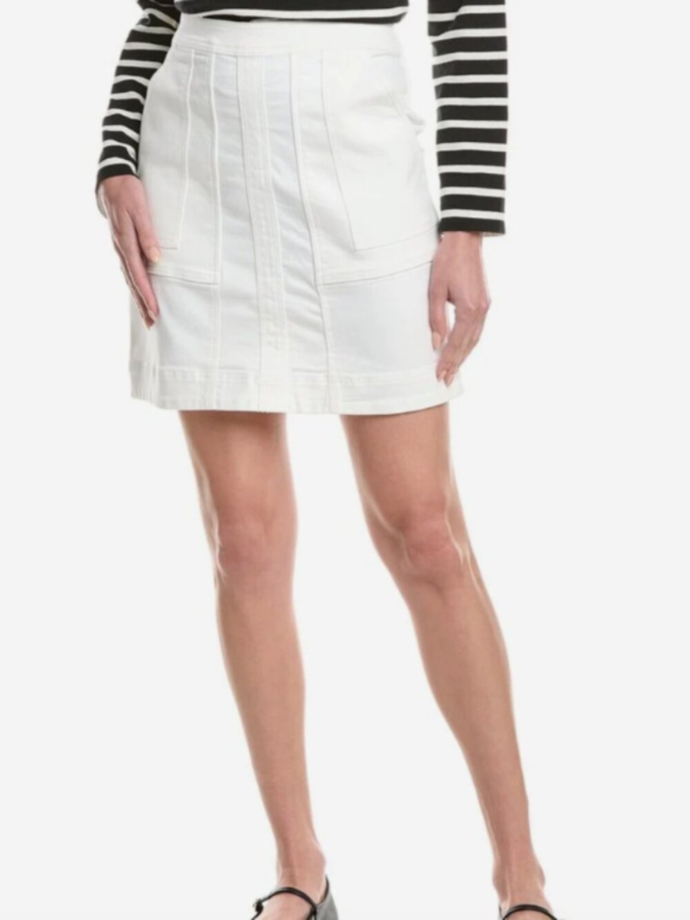 CAbi Everyday Skirt White Denim Large Pockets Preppy Girlhoodcore Style 6645 8
